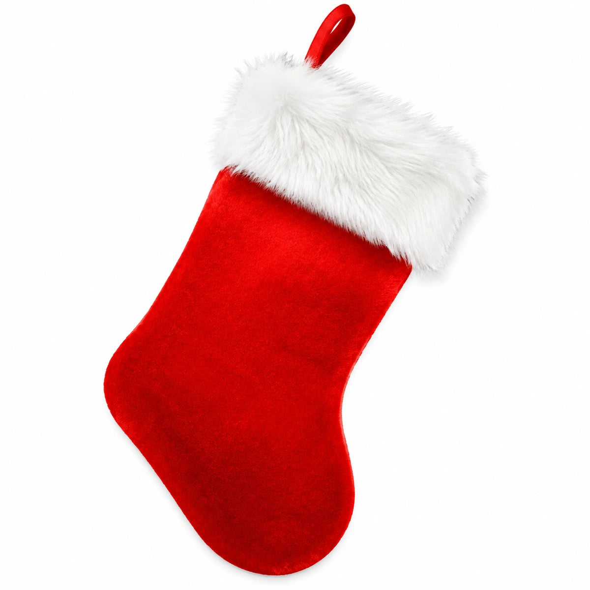 Chaussette de Noël 45 cm en textile rouge et blanc à suspendre