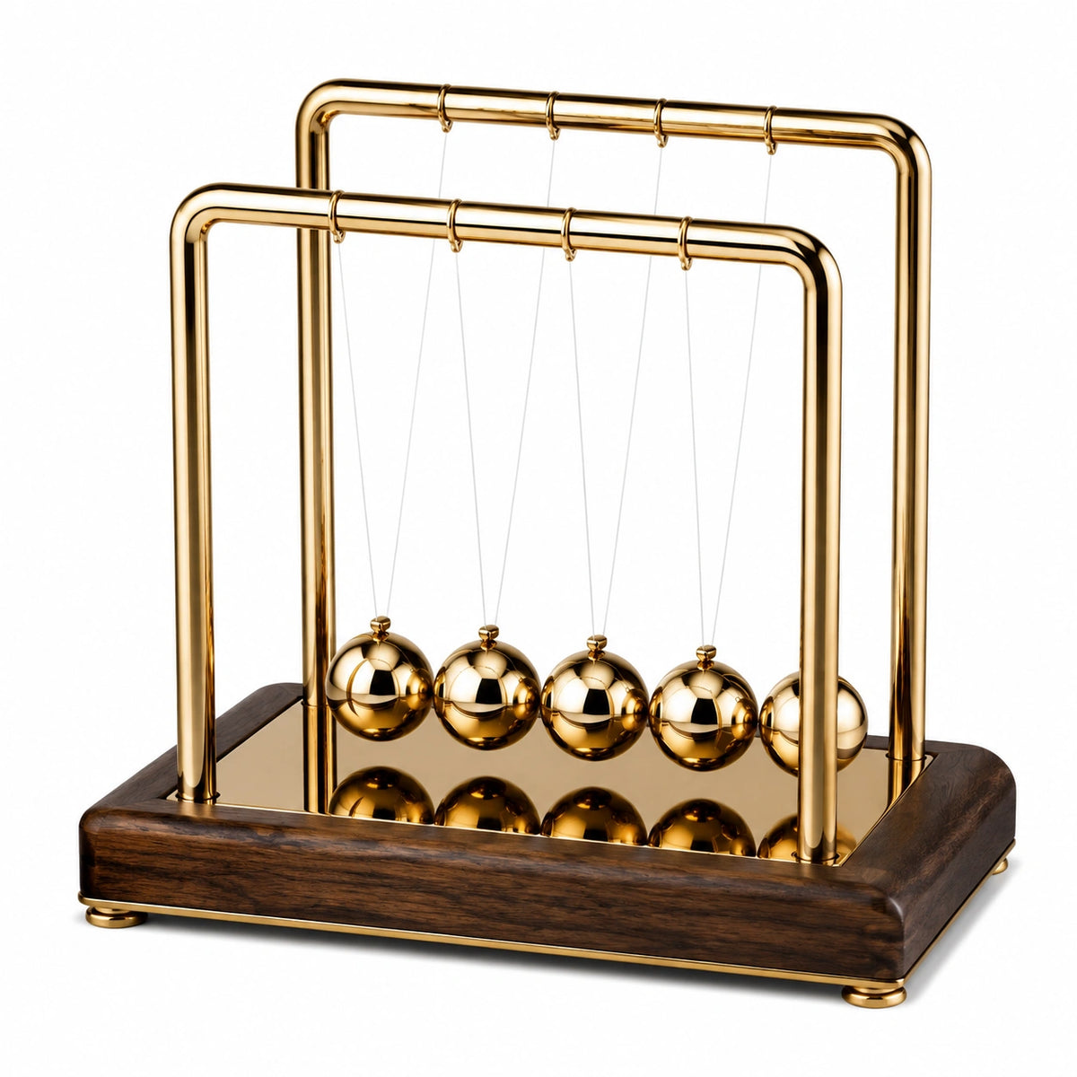 Pendule de Newton 30 x 18 x 28 cm en métal doré et bois pour bureau décoratif