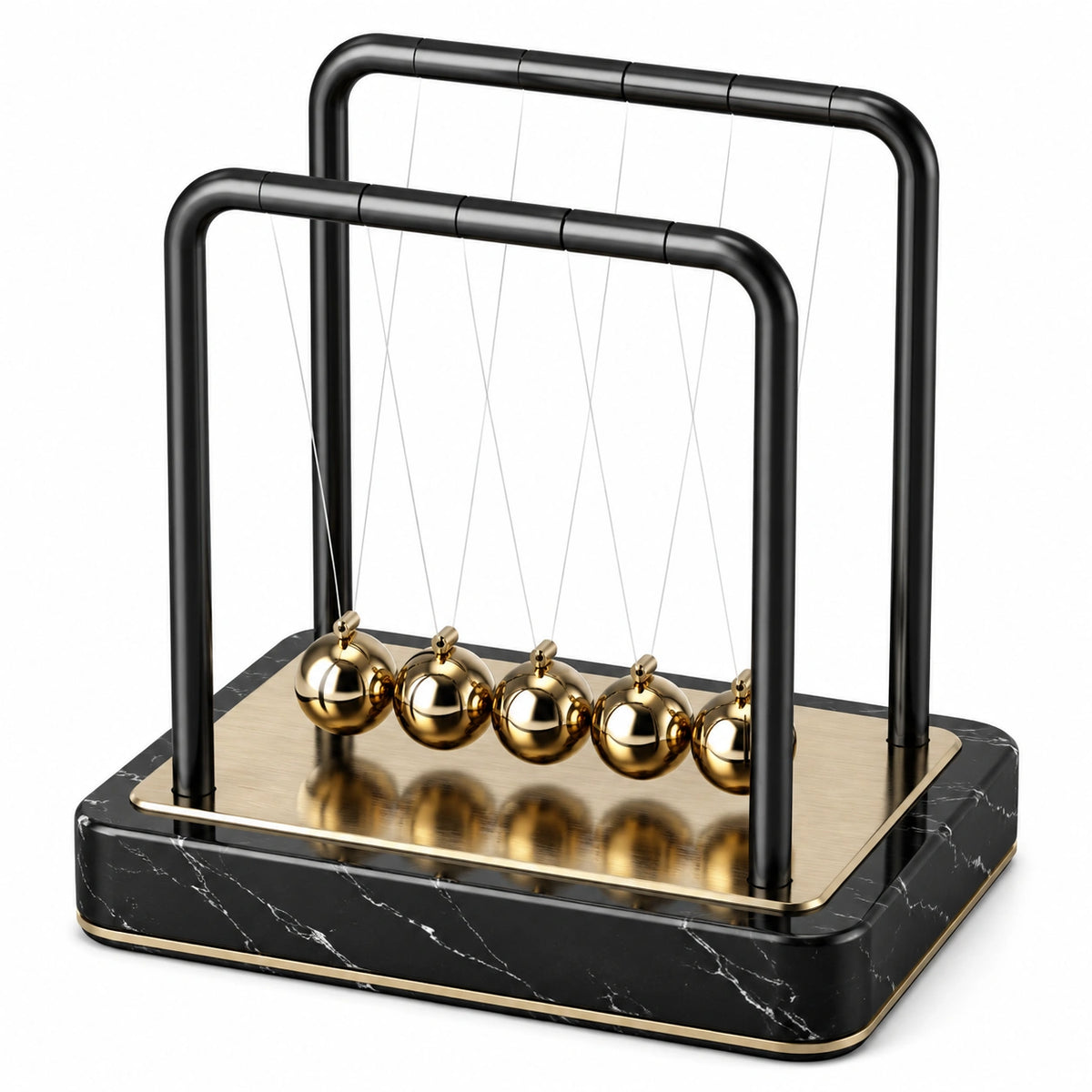 Pendule de Newton 30 x 18 x 28 cm métal noir doré décoration de bureau oscillante