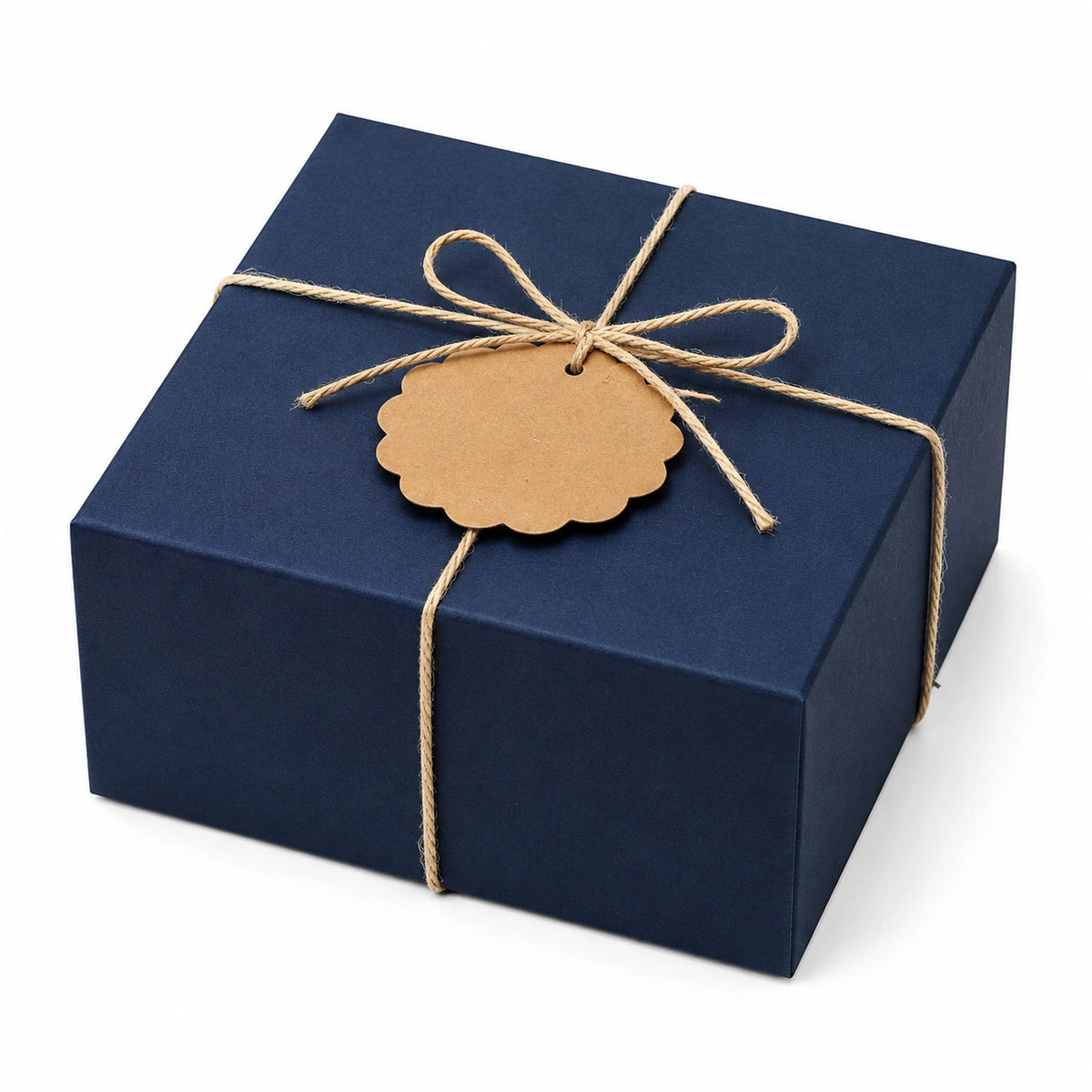 Boîte cadeau 20 x 20 x 10 cm en carton bleu marine avec ficelle décorative