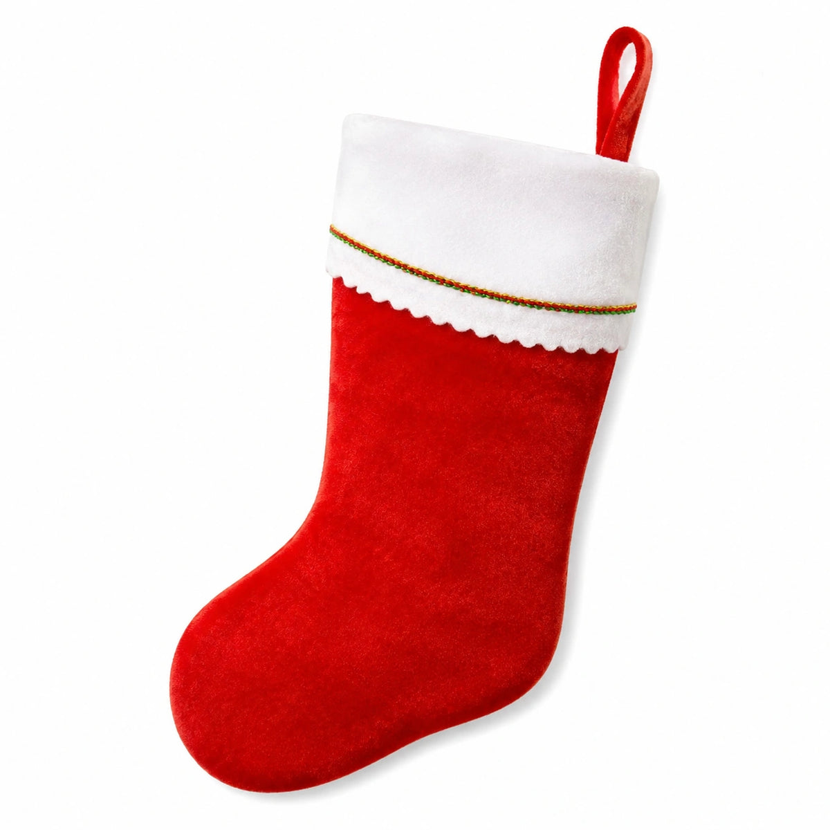 Chaussette de Noël taille unique en textile rouge et blanc à suspendre